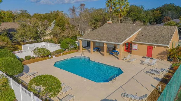 an aerial view of a house