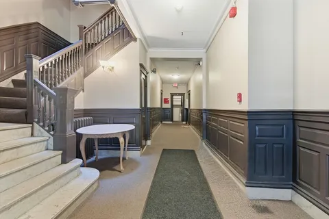 a front view of a building with street