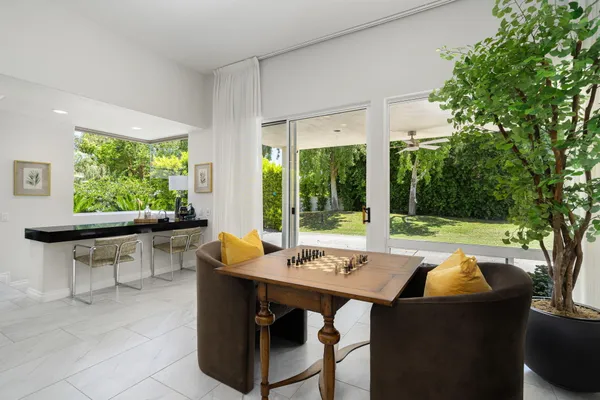 a outdoor view with a sitting space