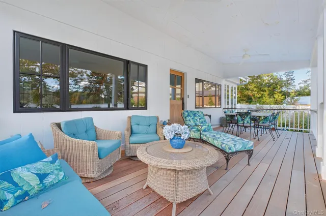 a view of a patio on the roof deck