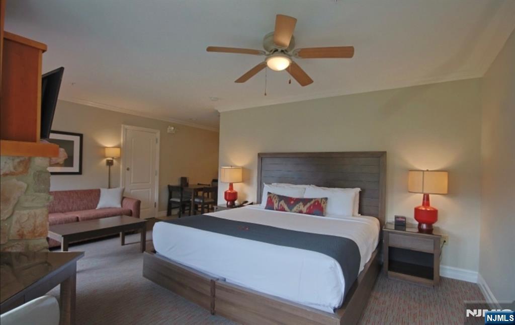 2 Chamonix Drive, Unit 427 Vernon, NJ 07462 - Photo 5 of 11 a bedroom with bed and a chandelier