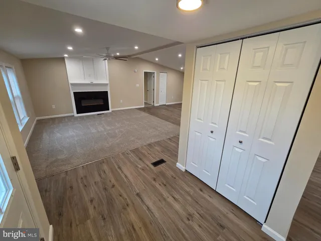 a view of a livingroom with a fireplace
