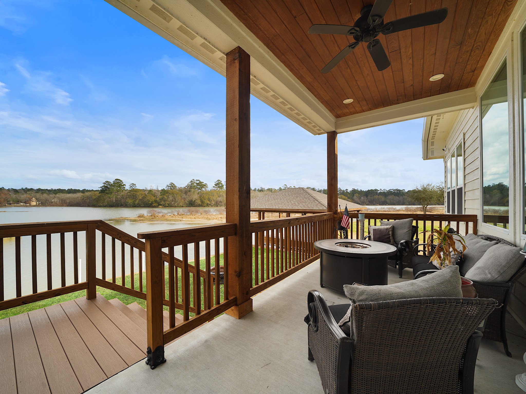89 Cypress Bend Huntsville, TX 77340 - Photo 32 of 38 Covered patio with wood accent ceiling and beautiful views
