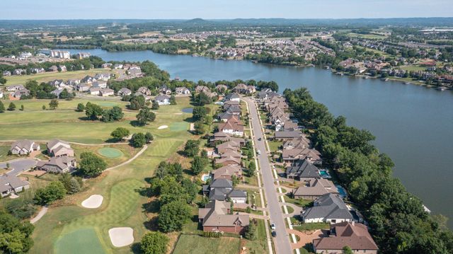 a view of a lake with a city
