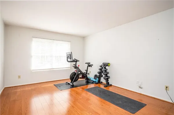 a view of a room with gym equipment