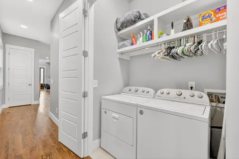 a utility room with dryer and washer