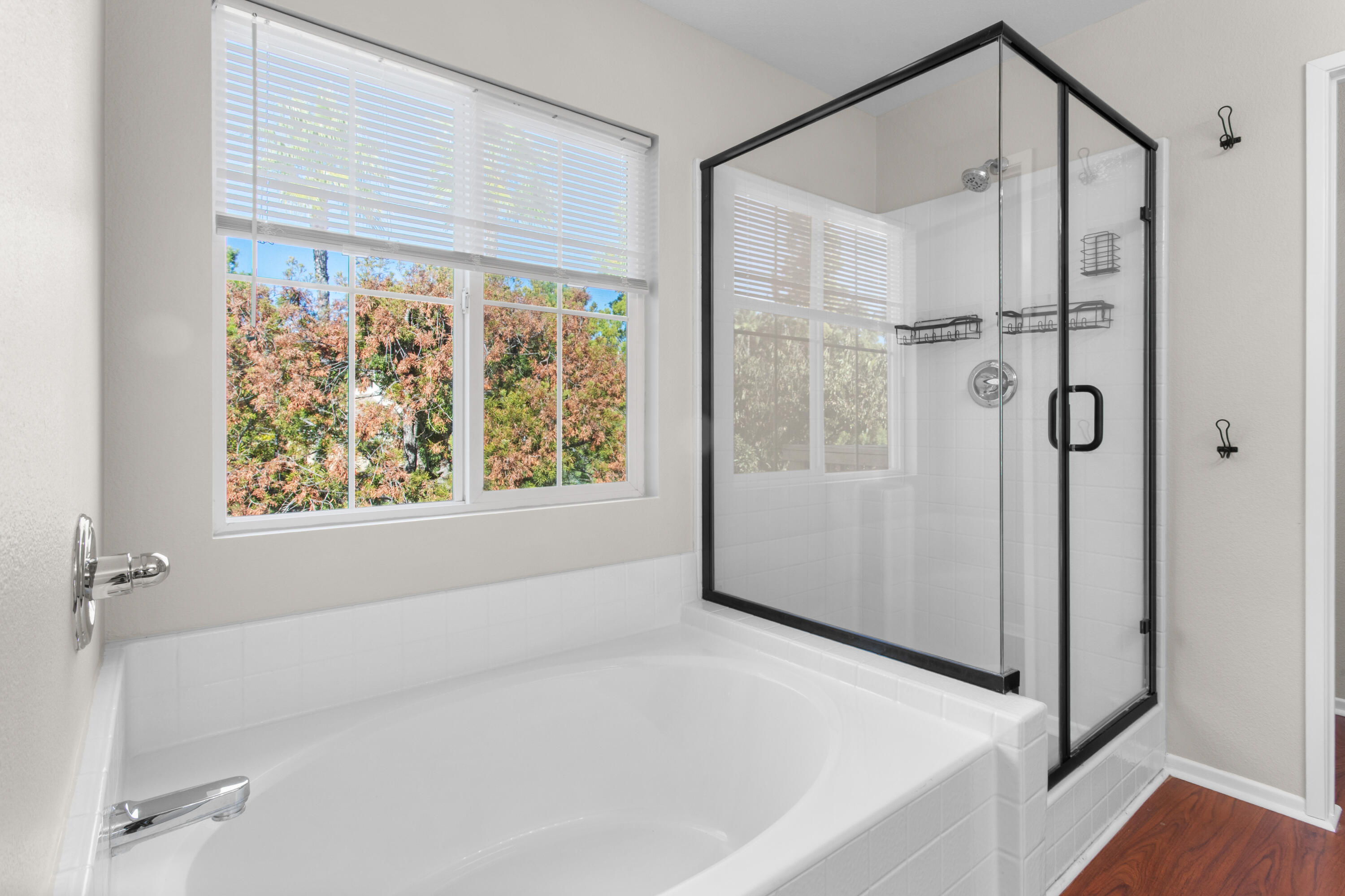 41970 Pacific Grove Way Temecula, CA 92591 - Photo 32 of 54 a bathroom with a bathtub and a shower