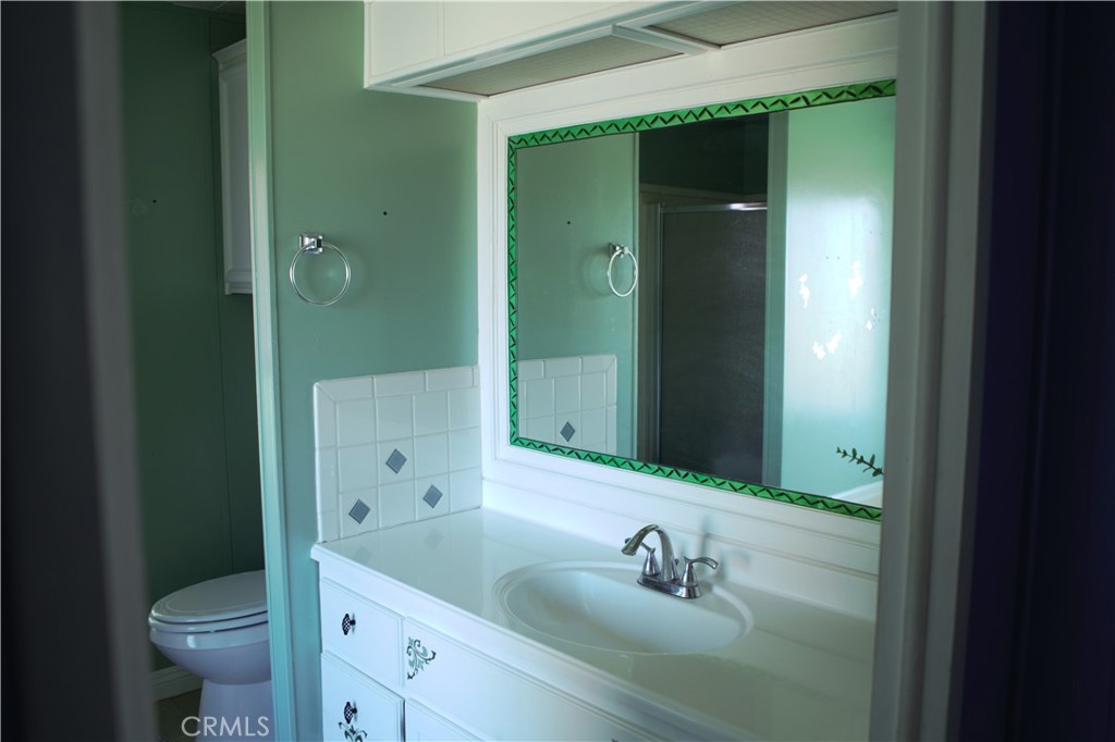 58870 Granite Gulley Road Anza, CA 92539 - Photo 23 of 29 a bathroom with a sink a toilet and shower