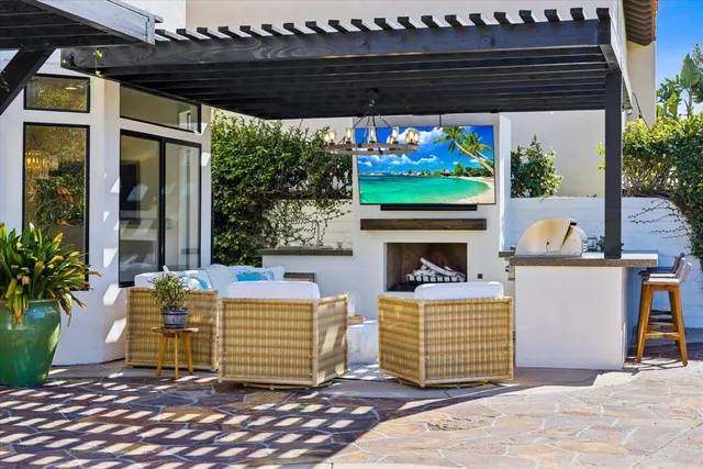 a outdoor living space with furniture and garden view