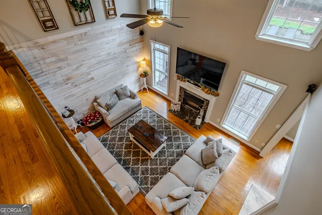 a bathroom with a shower vanity and a mirror