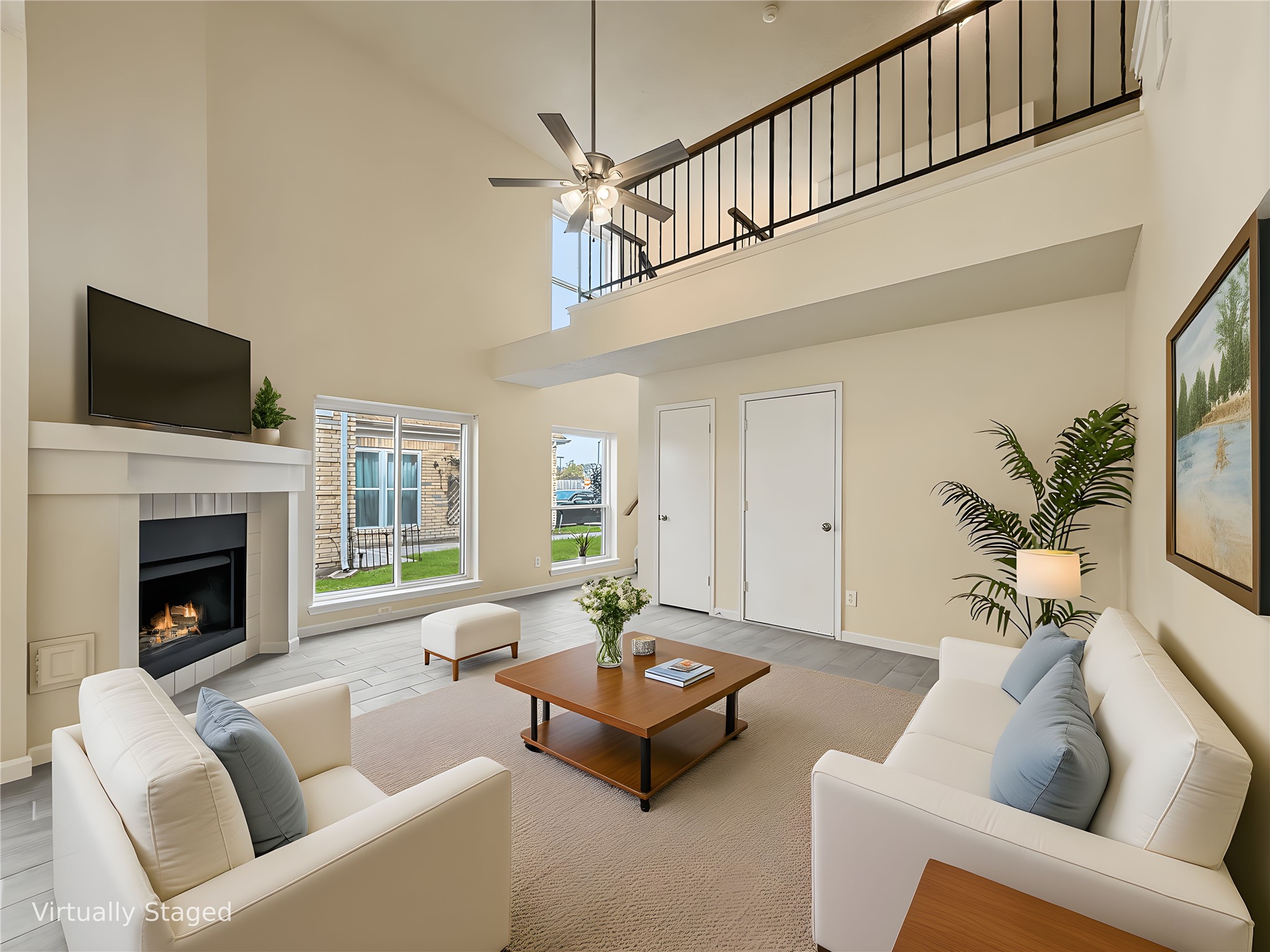 13635 Repa Lane Houston, TX 77014 - Photo 12 of 49 a living room with furniture fireplace and a flat screen tv