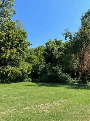 a view of a green field with wooden fence