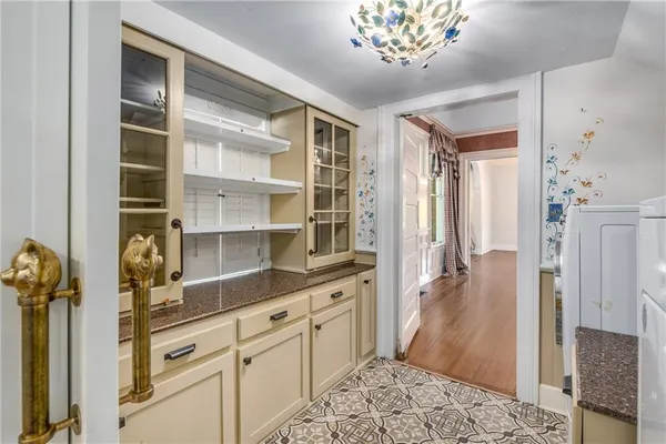 a bathroom with a stove