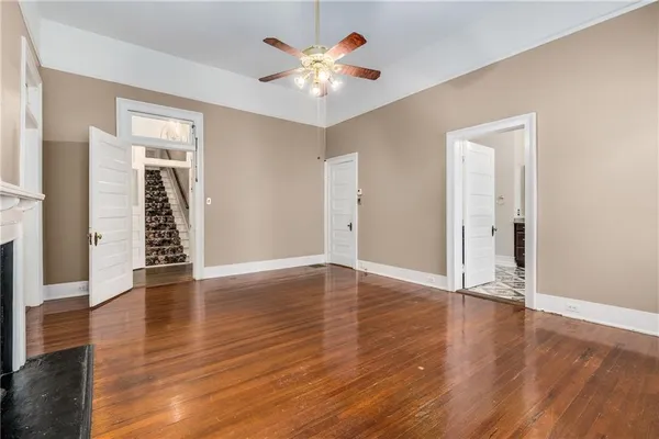 a view of a storage & utility room with closet dryer