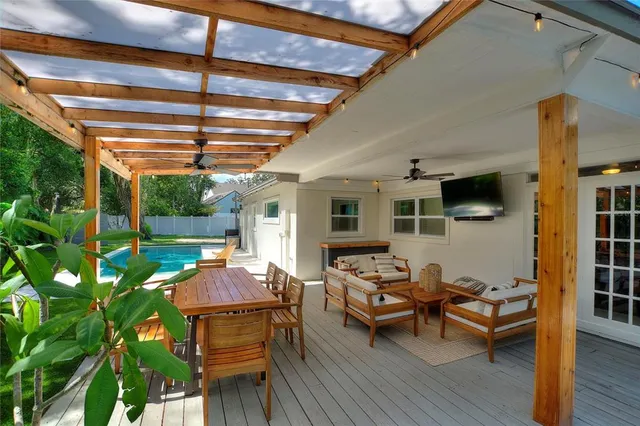 a outdoor living space with furniture and garden view
