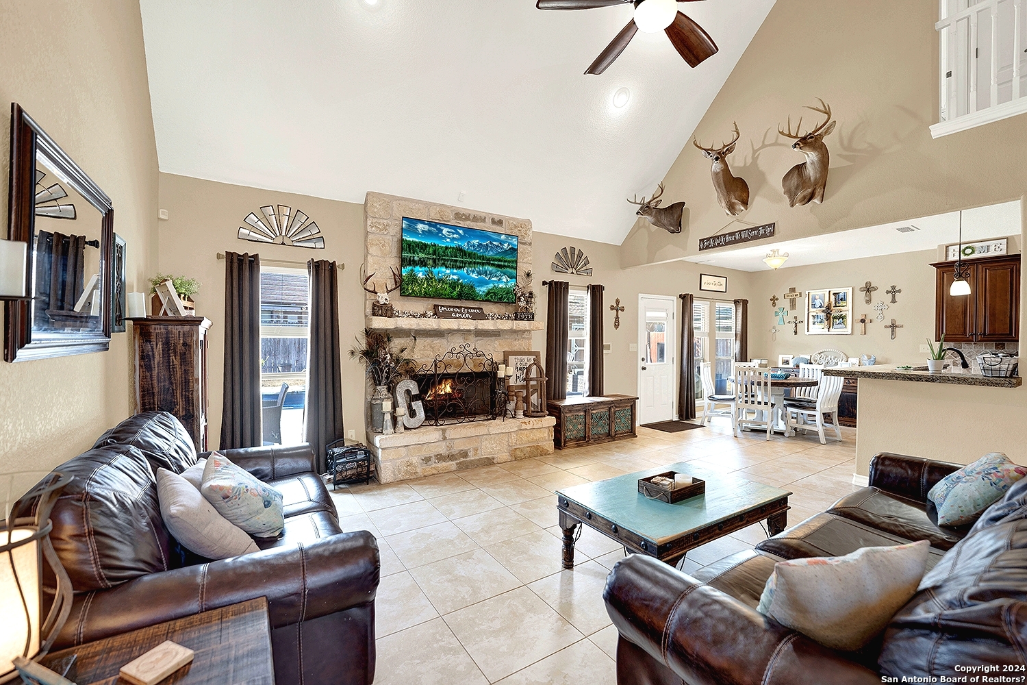 109 Park Way Poth, TX 78147 - Photo 14 of 35 a living room with furniture and a fireplace
