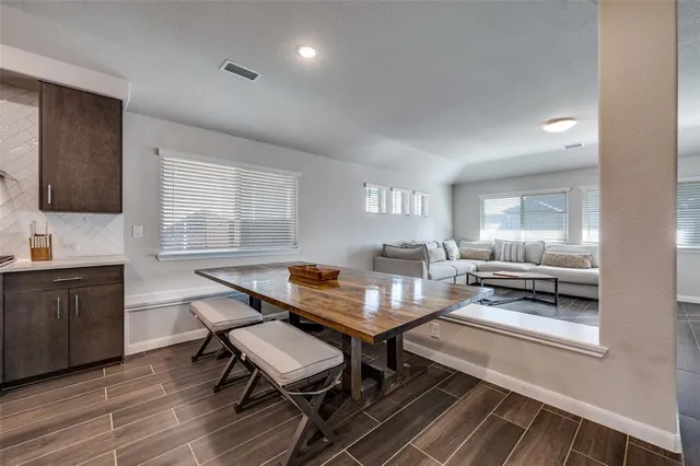 a workspace with wooden floor