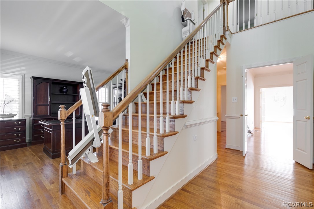 1931 Thornleigh Road Midlothian, VA 23113 - Photo 6 of 46 a view of staircase with wooden floor and stairs