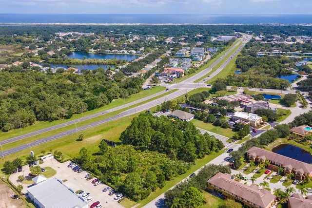 a view of a city and a mountain