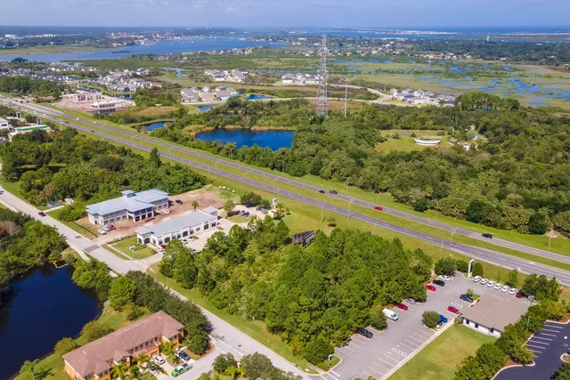 an aerial view of a city