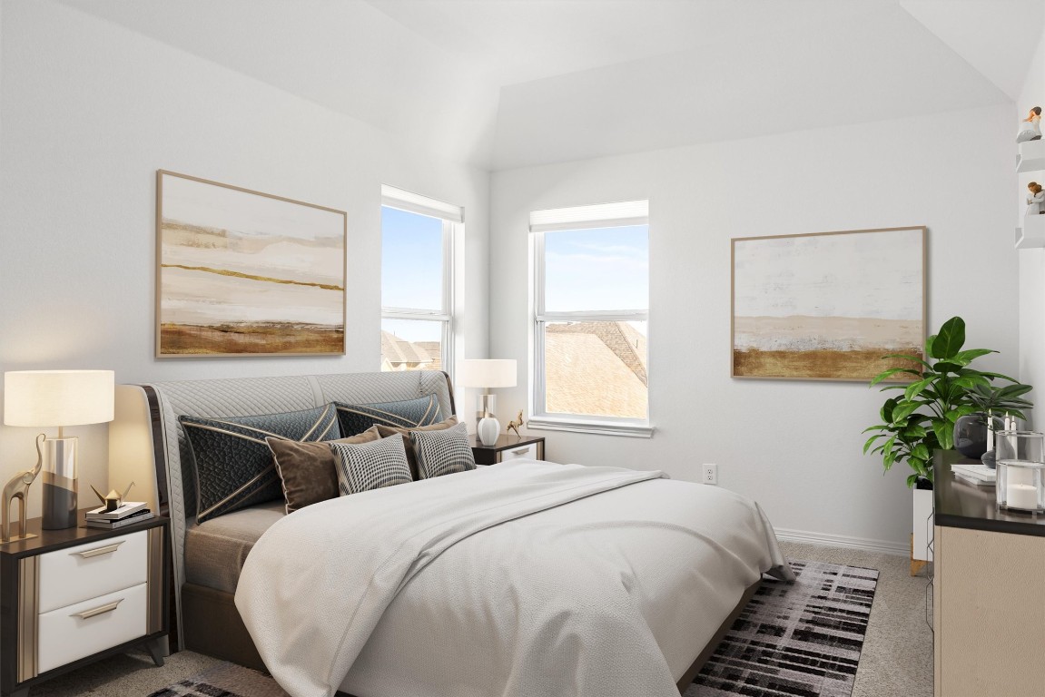 1132 Spring Gulch Lane Georgetown, TX 78628 - Photo 25 of 36 a bedroom with 2 bed and a potted plant