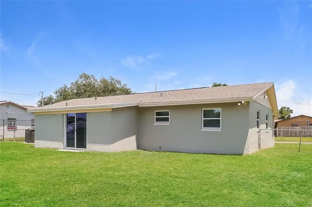 a house view with a backyard space