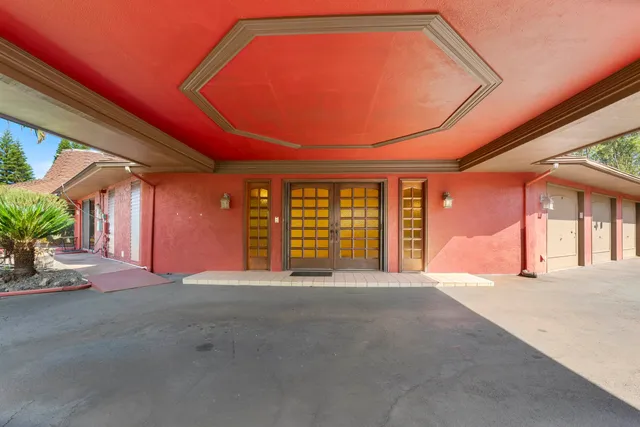 a living room with a large window