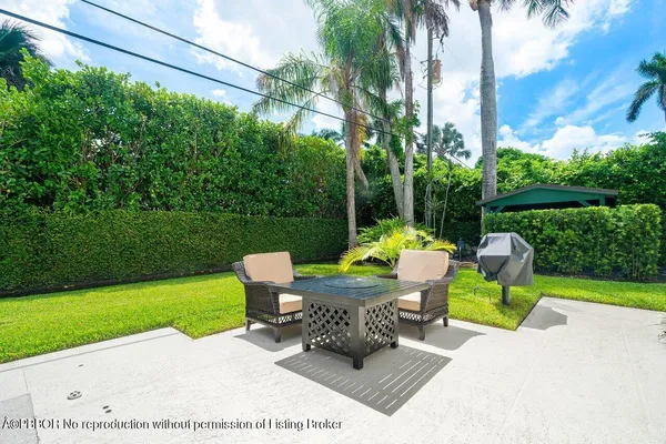 a view of a table and chairs in patio