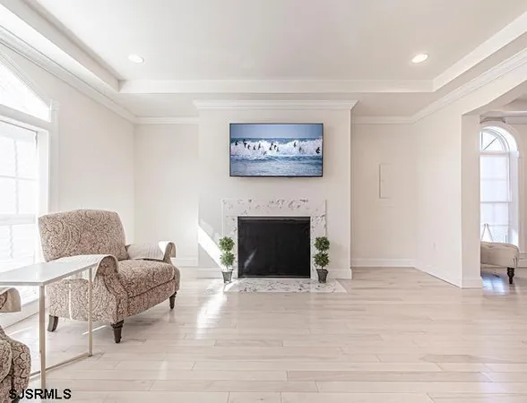 a view of a livingroom with a fireplace