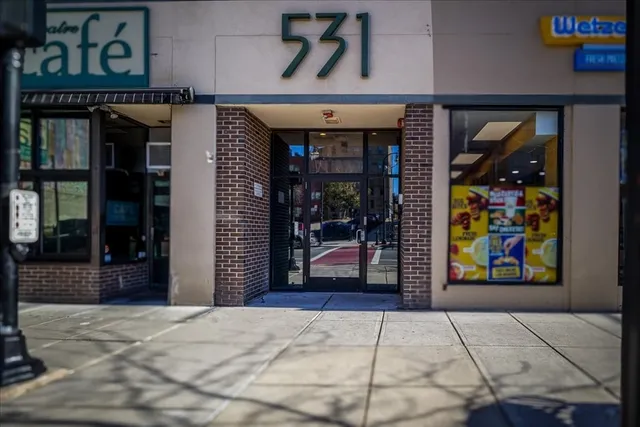 a view of entrance door of the building