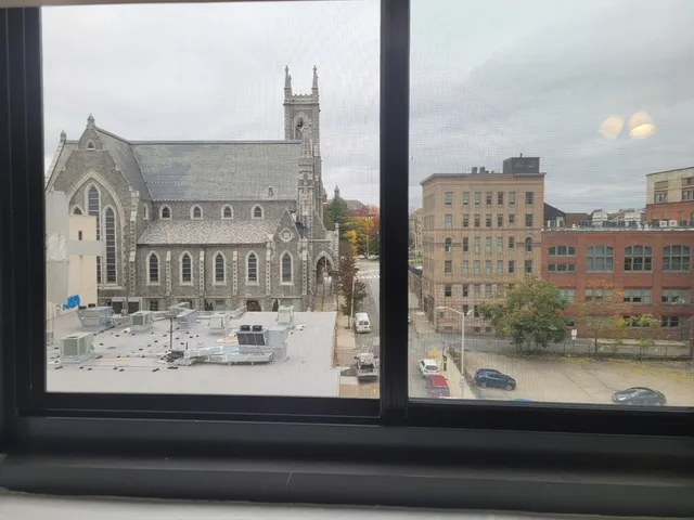 a view of a city from a window