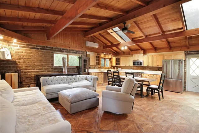 a living room with furniture