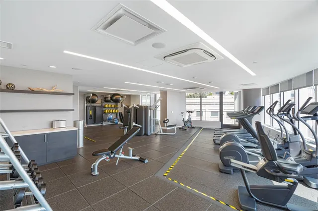 a view of a room with gym equipment