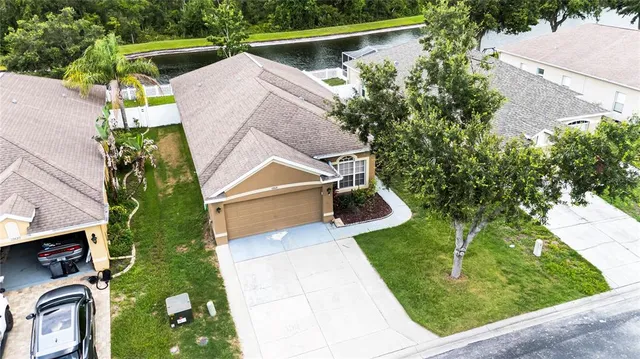 an aerial view of a house