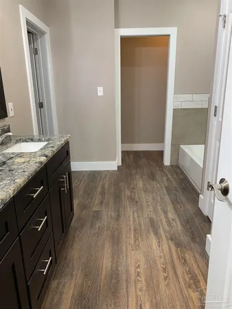 a bathroom with a bathtub