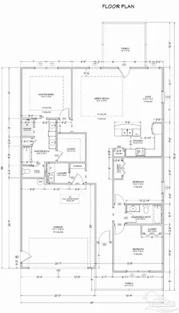 a view of an empty room and kitchen with wooden floor