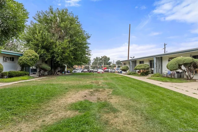 a view of a garden from a building