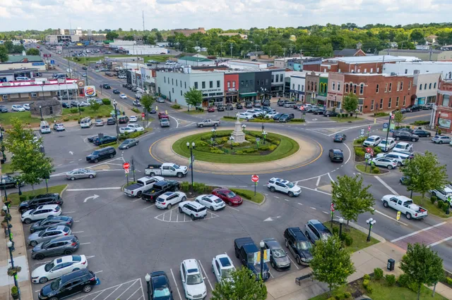 a front view of a building with street view