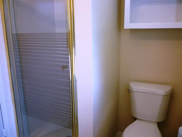 a view of a small space with a window