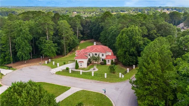 a view of a outdoor space with a swimming pool