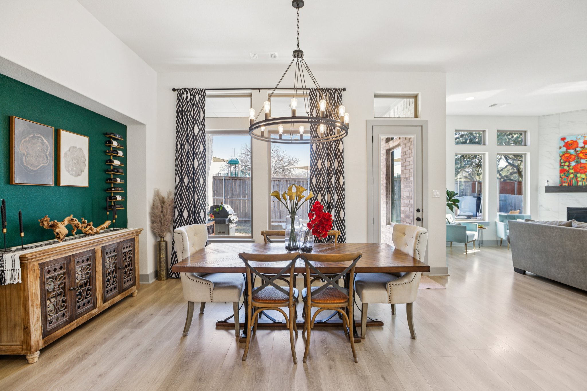 133 Lake Spring Circle Georgetown, TX 78633 - Photo 6 of 31 a view of a dining room with furniture window and wooden floor