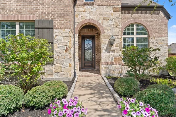 a view of staircase with wooden floor and a potted plant