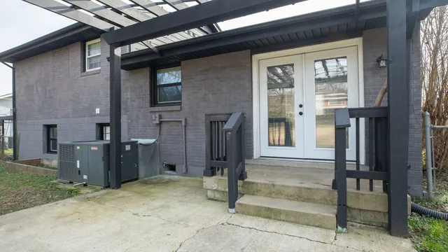 a view of balcony with stairs and wooden floor