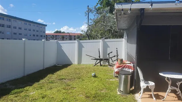 an outdoor space with garden view