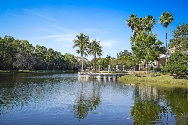 a view of a lake with houses