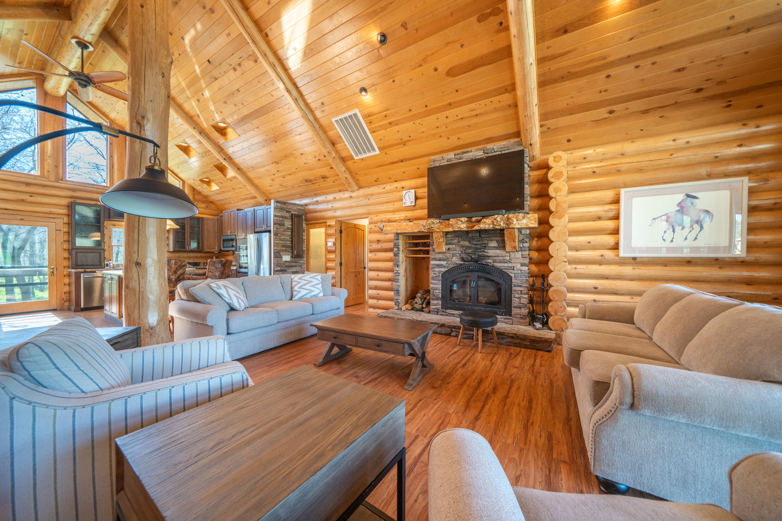 11875 Oak Run Road Oak Run, CA 96069 - Photo 4 of 127 a living room with fireplace furniture and a flat screen tv