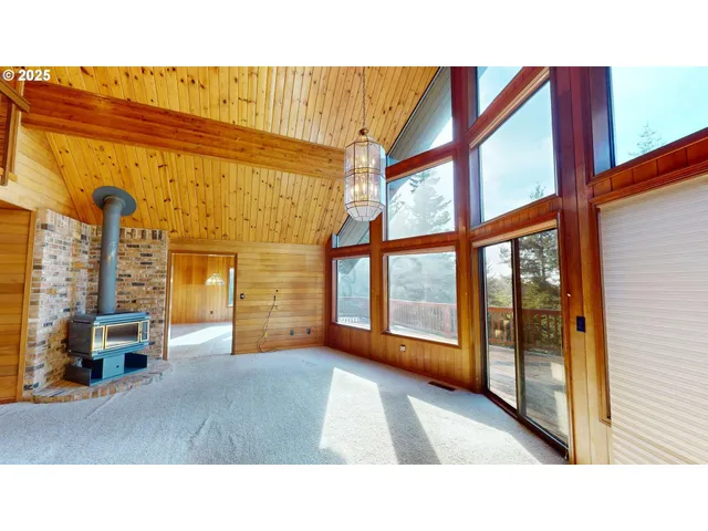 a open living room with a large window