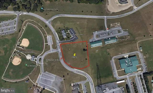 an aerial view of a highlighted house