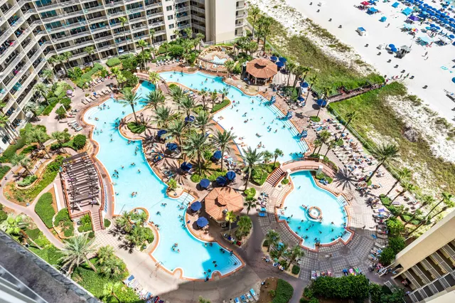 a view of swimming pool from a yard