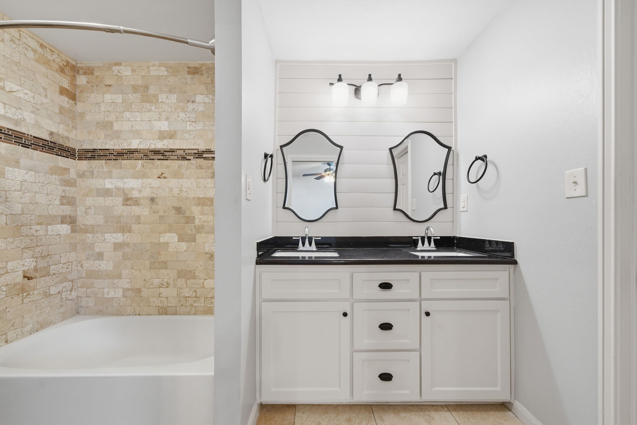 2502 Hollow Hook Road Houston, TX 77080 - Photo 29 of 35 a bathroom with a granite countertop sink and a mirror
